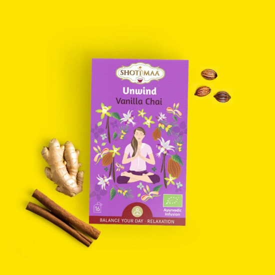 Ceai organic ayurvedic Shoti Maa Balance Your Day - Unwind - Relaxation - vanilla chai BIO - 16 dz x 2g Ceai organic ayurvedic Shoti Maa Balance Your Day - Unwind - Relaxation - vanilla chai BIO - 16 dz x 2g