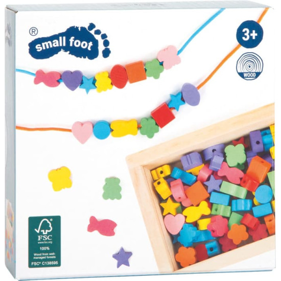 Set mărgele de înșirat din lemn – small foot Set mărgele de înșirat din lemn – small foot