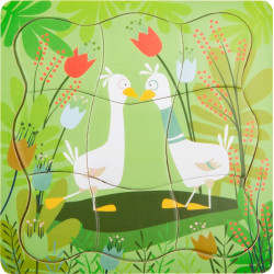Puzzle din lemn în straturi small foot Familia de rățuște