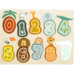 Puzzle din lemn small foot Safari cu numere