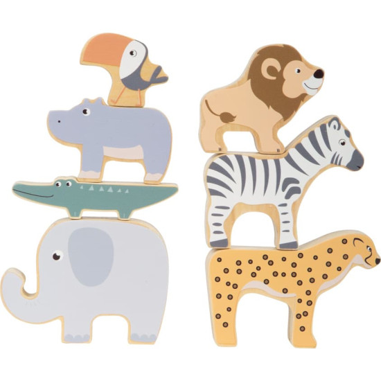 Animale de stivuit small foot Safari din lemn