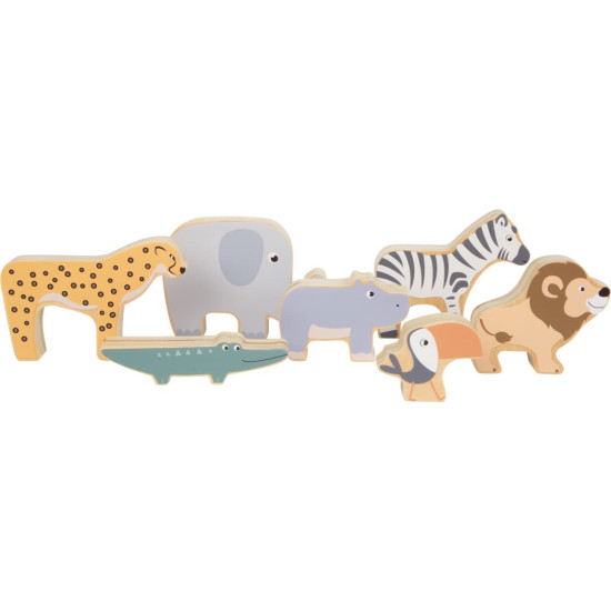 Animale de stivuit small foot Safari din lemn