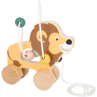 Jucărie de tras cu sfoara small foot Leu „Safari” cu labirint de bile