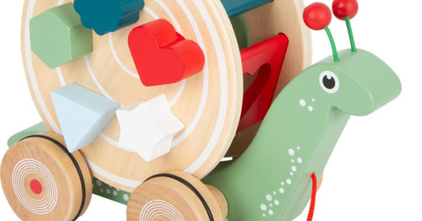Jucarie De Tras Small Foot Melc Lemn Forme De Potrivit