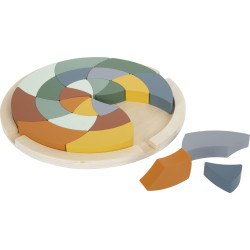 Puzzle Montessori din lemn small foot Safari culori în cerc-spirală