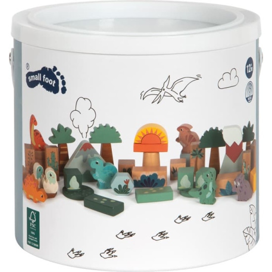 Cuburi de construcție small foot „Dino” din lemn