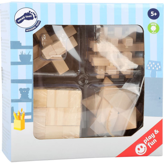 Jocuri de abilitate din lemn - 4 puzzle-uri inteligente small foot Jocuri de abilitate din lemn - 4 puzzle-uri inteligente small foot
