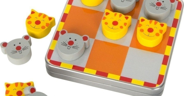 Joc X 0 Tic Tac Toe Small Foot Pisici Soareci Cutie Metalica