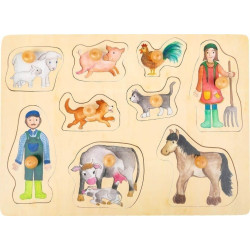 Puzzle din lemn small foot Viața la fermă