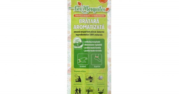 Bratara Textila Reglabila Aromatizata Citronella Los Mosquitos Verde