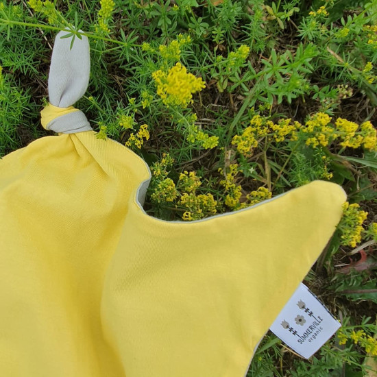 Păturică-batistuță de alinare Summerville Steluță galbenă-gri din bumbac organic GOTS Păturică-batistuță de alinare Summerville Steluță galbenă-gri din bumbac organic GOTS