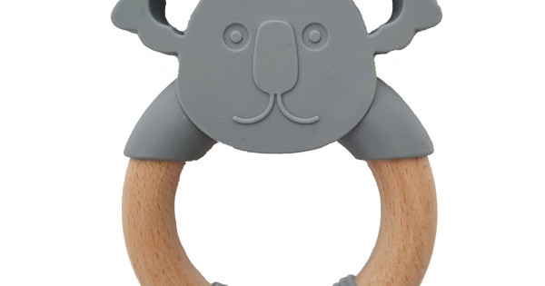 Jucarie Dentitie Summerville Koala Gri Lemn Silicon