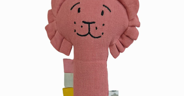 Jucarie Zornaitoare Moale Summerville Lion Dusty Rose Bumbac Organic