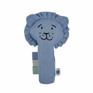 Jucărie zornăitoare moale Summerville Lion Dusty Blue din bumbac organic Jucărie zornăitoare moale Summerville Lion Dusty Blue din bumbac organic