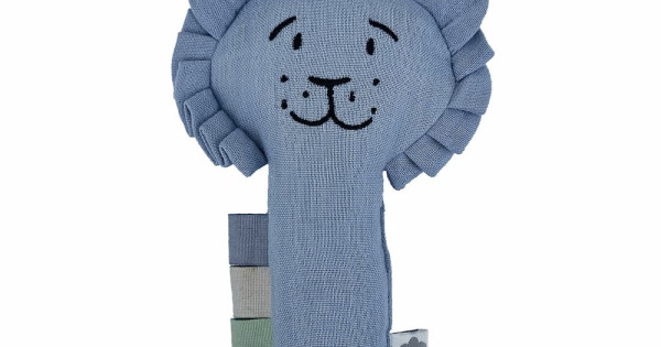 Jucarie Zornaitoare Moale Summerville Lion Dusty Blue Bumbac Organic