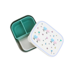Cutie din inox pentru prânz sau gustări The Cotton Cloud Dancing Hearts cu compartiment din silicon