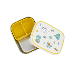 Cutie din inox pentru prânz sau gustări The Cotton Cloud Funky Dogs cu compartiment din silicon