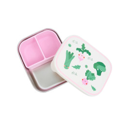 Cutie din inox pentru prânz sau gustări The Cotton Cloud Veggie Pals cu compartiment din silicon