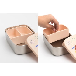 Cutie din inox pentru prânz sau gustări The Cotton Cloud Veggie Pals cu compartiment din silicon