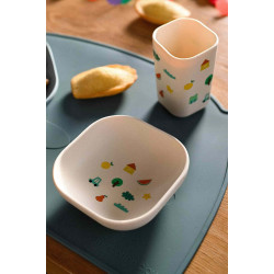 Set de masă din silicon The Cotton Cloud Tiny Bits Tangerine pentru bebeluși și copii