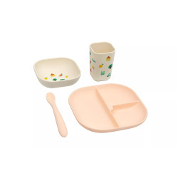 Set de masă din silicon The Cotton Cloud Tiny Bits Tangerine pentru bebeluși și copii