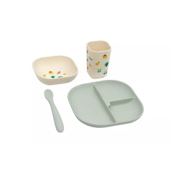 Set de masă din silicon The Cotton Cloud Tiny Bits Wasabi pentru bebeluși și copii