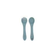 Set de tacâmuri din silicon The Cotton Cloud Jade pentru bebeluși: linguriță și furculiță
