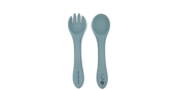 Set Tacamuri Silicon The Cotton Cloud Jade Bebelusi Lingurita Furculita