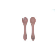 Set de tacâmuri din silicon The Cotton Cloud Dusty Mauve pentru bebeluși: linguriță și furculiță