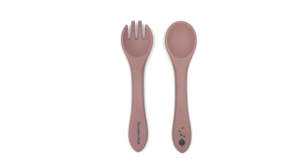 Set Tacamuri Silicon The Cotton Cloud Dusty Mauve Bebelusi Lingurita Furculita