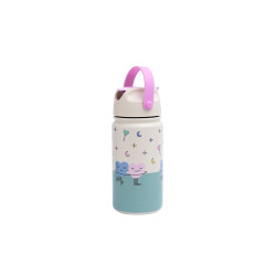 Termos din inox The Cotton Cloud Dancing Hearts cu pai anti-scurgere, 420 ml