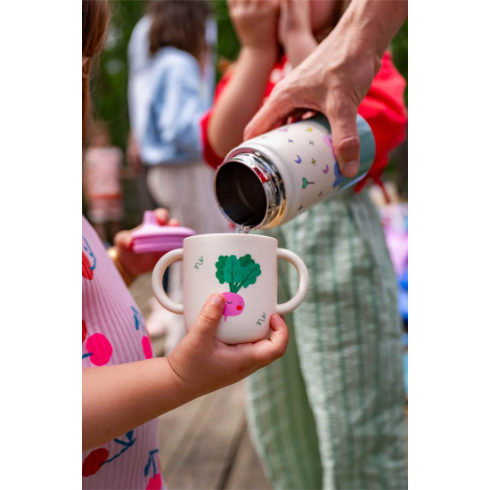 Termos din inox The Cotton Cloud Dancing Hearts cu pai anti-scurgere, 420 ml Termos din inox The Cotton Cloud Dancing Hearts cu pai anti-scurgere, 420 ml
