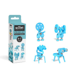 Color Kit Blue The OFFBITS - set creativ monocrom de construit cu șuruburi și piulițe