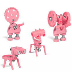 Color Kit Pink The OFFBITS - set creativ monocrom de construit cu șuruburi și piulițe Color Kit Pink The OFFBITS - set creativ monocrom de construit cu șuruburi și piulițe