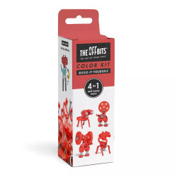 Color Kit Red The OFFBITS - set creativ monocrom de construit cu șuruburi și piulițe