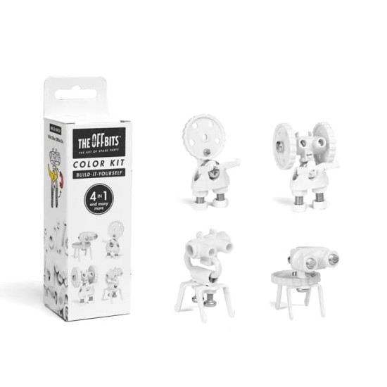 Color Kit White The OFFBITS - set creativ monocrom de construit cu șuruburi și piulițe Color Kit White The OFFBITS - set creativ monocrom de construit cu șuruburi și piulițe
