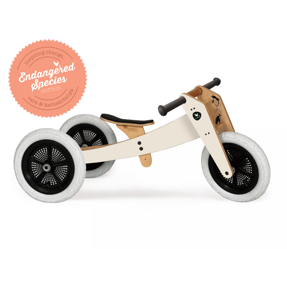 Bicicletă de echilibru Wishbone Design 3-în-1 Penguin ediție limitată Endagered Species (bicicletă din lemn fără pedale)