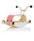 Wishbone Mini-Flip - antemergător / mașină de călărit / balansoar din lemn - Roz cu alb și roți roz